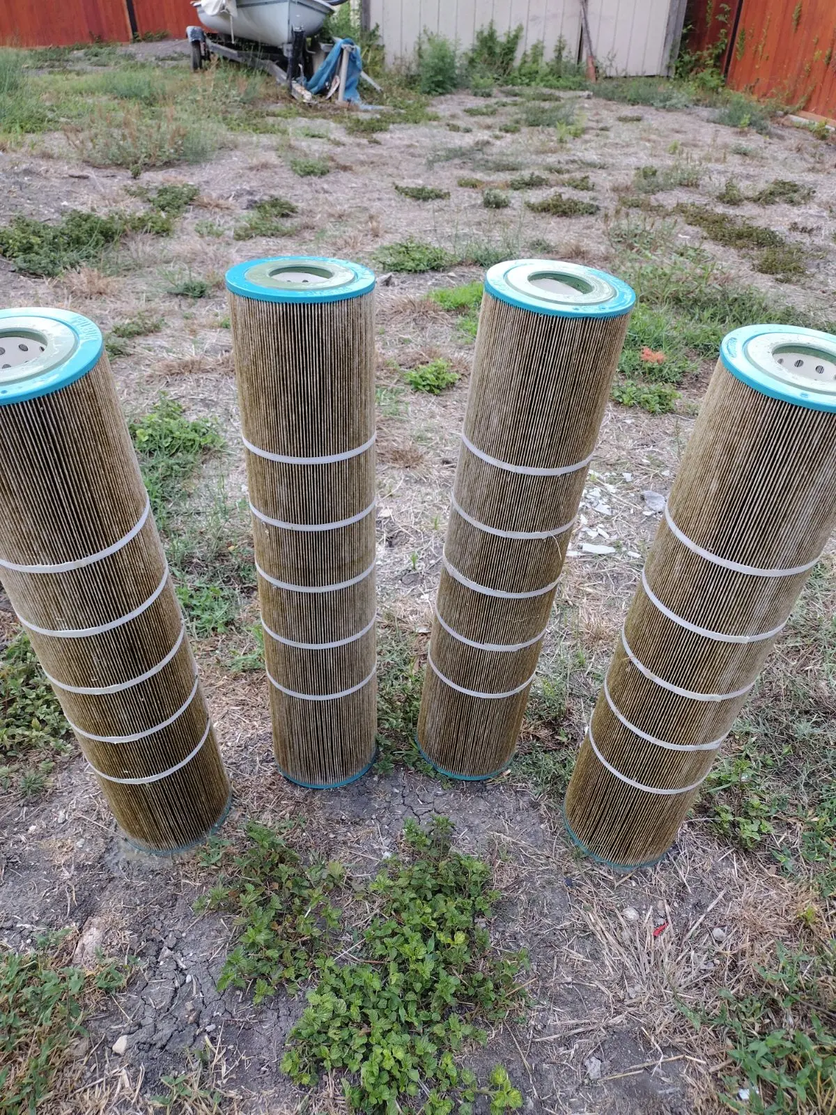 Dirty cartridge filters before cleaning